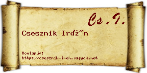 Csesznik Irén névjegykártya